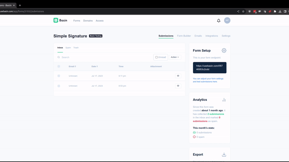 GIF showing how to redirect the parent page when embedding the Basin iframe form